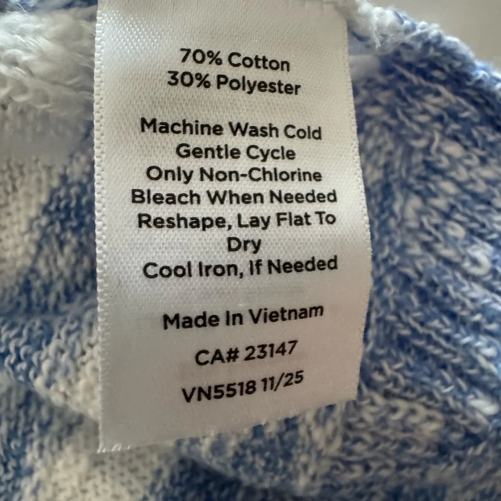 Talbots Blue and White Striped Crewneck Sweater